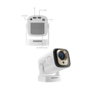 Hy260 Pro Mini Beyaz Taşınabilir Sinema Projektörü Ev Sineması Android Akıllı Projeksiyon