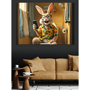 Hawaii Gömlekli Tavşan Karakter Dekoratif Kanvas - Mdf Ahşap Tablo