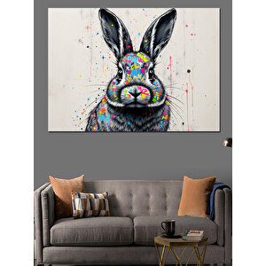 Soyut Renkli Tavşan Portresi Dekoratif Kanvas - Mdf Ahşap Tablo