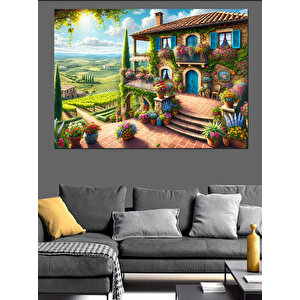 Toskana Tarzı Taş Ev Dekoratif Kanvas - Mdf Ahşap Tablo 100x140 cm