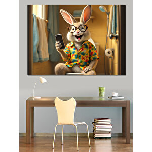 Hawaii Gömlekli Tavşan Karakter Dekoratif Kanvas - Mdf Ahşap Tablo 50x70 cm
