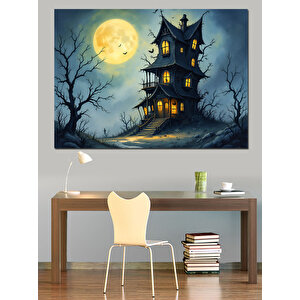 Ayışığında Eski Koku Evi Dekoratif Kanvas - Mdf Ahşap Tablo 35x50 cm