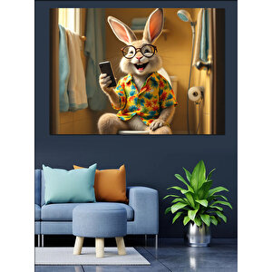Hawaii Gömlekli Tavşan Karakter Dekoratif Kanvas - Mdf Ahşap Tablo 35x50 cm