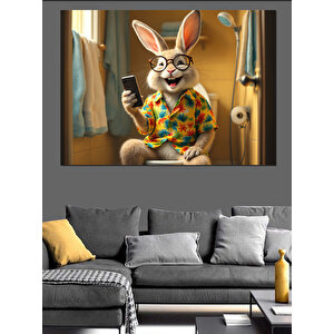 Hawaii Gömlekli Tavşan Karakter Dekoratif Kanvas - Mdf Ahşap Tablo