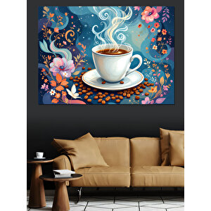 Buharlı Kahve Ve Desen Dekoratif Kanvas - Mdf Ahşap Tablo