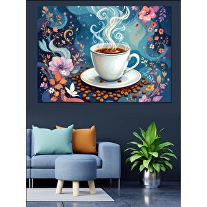 Buharlı Kahve Ve Desen Dekoratif Kanvas - Mdf Ahşap Tablo