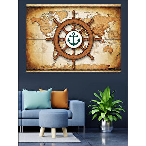 Dümende Eski Çapa Dekoratif Kanvas - Mdf Ahşap Tablo