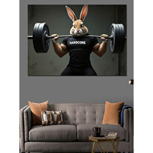 Ağırlık Çalışan Tavşan Dekoratif Kanvas - Mdf Ahşap Tablo