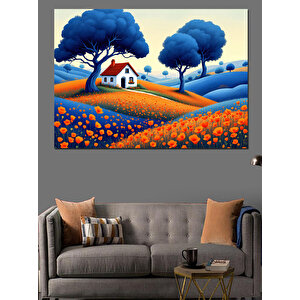 Soyut Çiftlik Evi Dekoratif Kanvas - Mdf Ahşap Tablo 100x140 cm