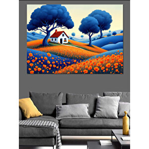 Soyut Çiftlik Evi Dekoratif Kanvas - Mdf Ahşap Tablo