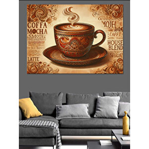 Süslemeli Kahve Fincanı Dekoratif Kanvas - Mdf Ahşap Tablo