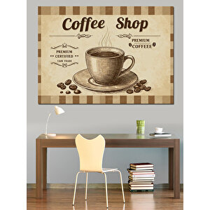 Vintage Kahve Dükkanı Dekoratif Kanvas - Mdf Ahşap Tablo