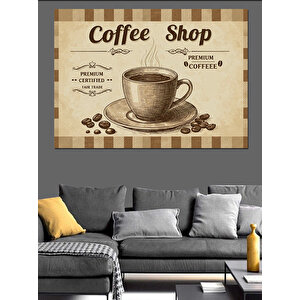 Vintage Kahve Dükkanı Dekoratif Kanvas - Mdf Ahşap Tablo