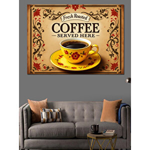 Vintage Kahve Reklam Posteri Dekoratif Kanvas - Mdf Ahşap Tablo 100x140 cm