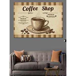 Vintage Kahve Dükkanı Dekoratif Kanvas - Mdf Ahşap Tablo 70x100 cm
