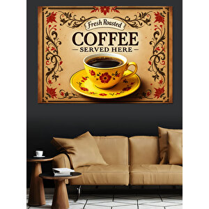 Vintage Kahve Reklam Posteri Dekoratif Kanvas - Mdf Ahşap Tablo