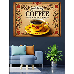 Vintage Kahve Reklam Posteri Dekoratif Kanvas - Mdf Ahşap Tablo
