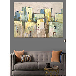 Soyut Şehir Yapı Blokları Dekoratif Kanvas - Mdf Ahşap Tablo 50x70 cm