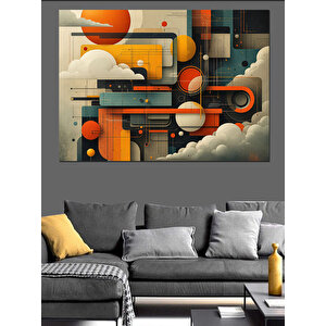 Geometrik Renkli Şehir Dekoratif Kanvas - Mdf Ahşap Tablo 35x50 cm