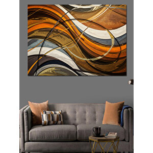 Kahverengi Tonlu Dalga Deseni Dekoratif Kanvas - Mdf Ahşap Tablo 100x140 cm