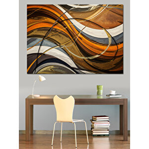 Kahverengi Tonlu Dalga Deseni Dekoratif Kanvas - Mdf Ahşap Tablo 100x140 cm