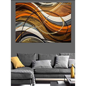 Kahverengi Tonlu Dalga Deseni Dekoratif Kanvas - Mdf Ahşap Tablo 100x140 cm