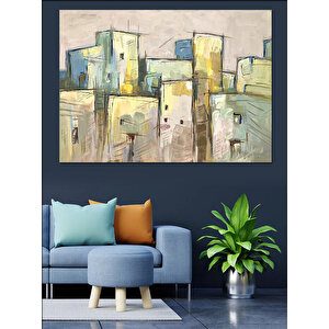 Soyut Şehir Yapı Blokları Dekoratif Kanvas - Mdf Ahşap Tablo 25x35 cm