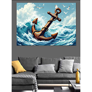 Denizde Eski Çapa Dekoratif Kanvas - Mdf Ahşap Tablo 70x100 cm