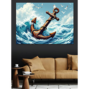 Denizde Eski Çapa Dekoratif Kanvas - Mdf Ahşap Tablo 70x100 cm