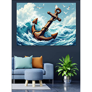 Denizde Eski Çapa Dekoratif Kanvas - Mdf Ahşap Tablo 25x35 cm