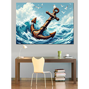 Denizde Eski Çapa Dekoratif Kanvas - Mdf Ahşap Tablo