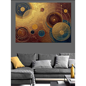 Altın Geometrik Evren Dekoratif Kanvas - Mdf Ahşap Tablo 35x50 cm