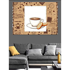Retro Kahve Fincanı Dekoratif Kanvas - Mdf Ahşap Tablo 35x50 cm