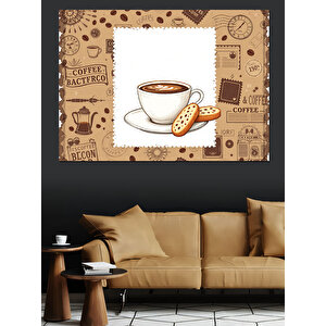Retro Kahve Fincanı Dekoratif Kanvas - Mdf Ahşap Tablo 35x50 cm