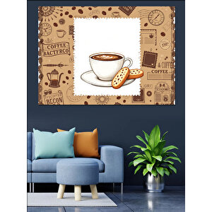 Retro Kahve Fincanı Dekoratif Kanvas - Mdf Ahşap Tablo 35x50 cm