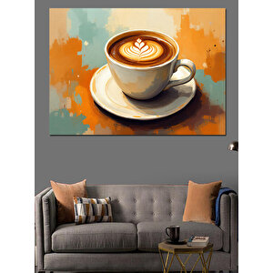 Sanatsal Köpüklü Kahve Dekoratif Kanvas - Mdf Ahşap Tablo 50x70 cm