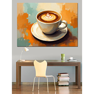 Sanatsal Köpüklü Kahve Dekoratif Kanvas - Mdf Ahşap Tablo 50x70 cm