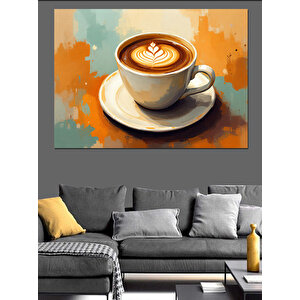 Sanatsal Köpüklü Kahve Dekoratif Kanvas - Mdf Ahşap Tablo 50x70 cm