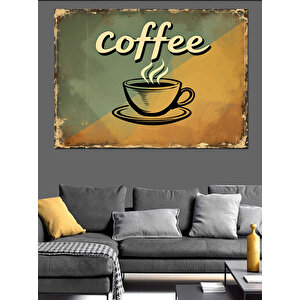 Vintage Stil Kahve Posteri Dekoratif Kanvas - Mdf Ahşap Tablo 100x140 cm