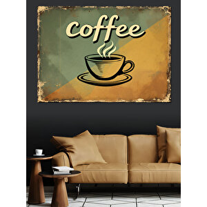 Vintage Stil Kahve Posteri Dekoratif Kanvas - Mdf Ahşap Tablo 100x140 cm