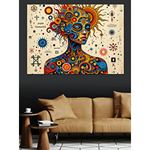 Renkli Evren Kadın Portresi Dekoratif Kanvas - Mdf Ahşap Tablo 100x140 cm
