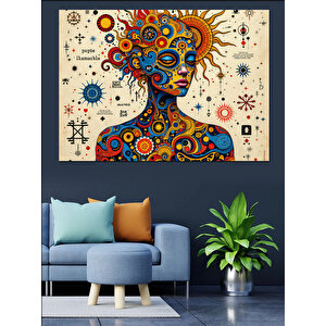 Renkli Evren Kadın Portresi Dekoratif Kanvas - Mdf Ahşap Tablo 100x140 cm