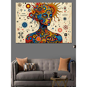 Renkli Evren Kadın Portresi Dekoratif Kanvas - Mdf Ahşap Tablo 100x140 cm