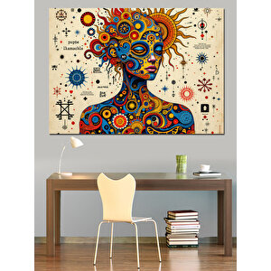 Renkli Evren Kadın Portresi Dekoratif Kanvas - Mdf Ahşap Tablo