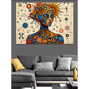 Renkli Evren Kadın Portresi Dekoratif Kanvas - Mdf Ahşap Tablo