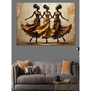 Dans Eden Kahverengi Elbiseli Kadınlar Dekoratif Kanvas - Mdf Ahşap Tablo