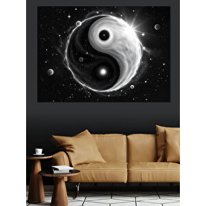 Yin Yang Ve Evren Dekoratif Kanvas - Mdf Ahşap Tablo 100x140 cm