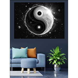 Yin Yang Ve Evren Dekoratif Kanvas - Mdf Ahşap Tablo 100x140 cm