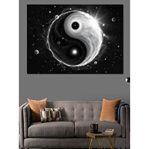 Yin Yang Ve Evren Dekoratif Kanvas - Mdf Ahşap Tablo 100x140 cm