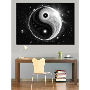 Yin Yang Ve Evren Dekoratif Kanvas - Mdf Ahşap Tablo